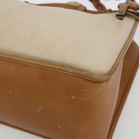 GUCCI Shoulder Bag Canvas Leather Beige Brown 109133 Auth 121302